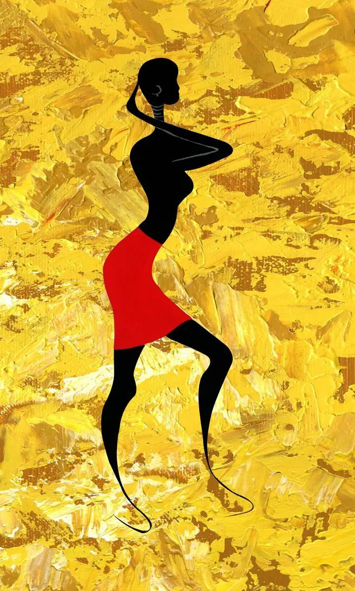 Black Woman Red Skirt, Wall Art, Decor Wall Art, Decor Wall Art E