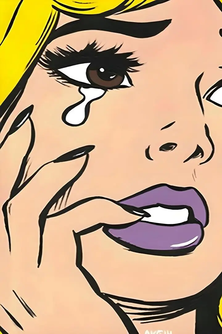 Blonde Crying Woman Face, Aesthetic Art, Pop Art
