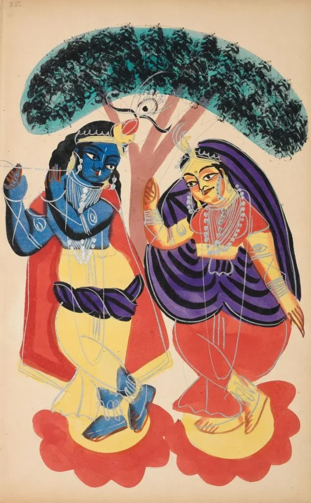 Blue And Yellow Hindu Figures