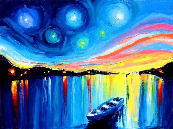 Blue Boat Water 2, Wall Art, Decor Wall Art, Decor Wall Art E