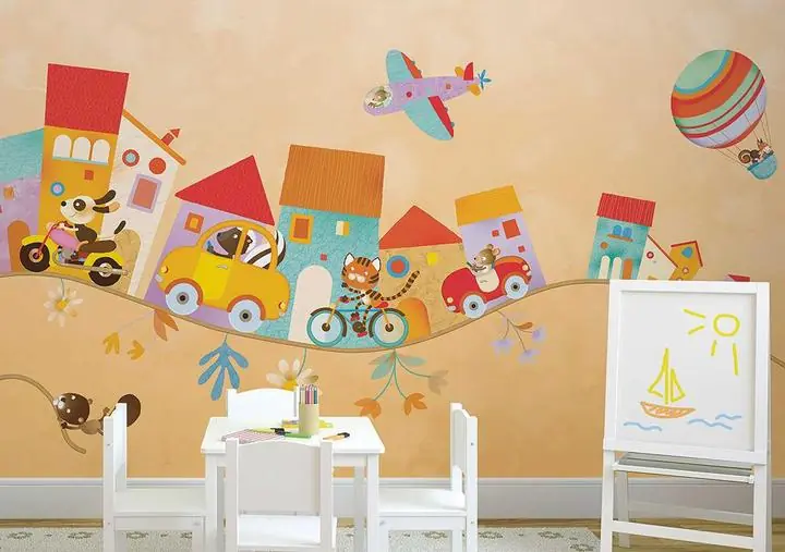 Blue Car Green Motorcycle Pink Bicycle