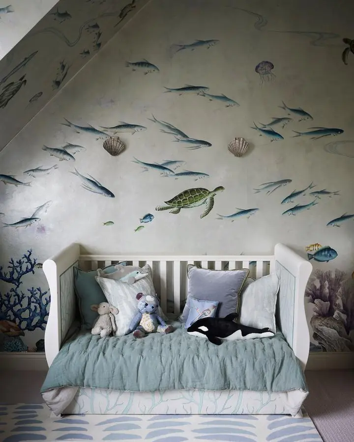 Blue Coral Green Sea Turtle Gray