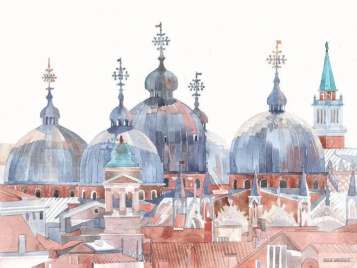 Blue Domed Buildings Rooftops