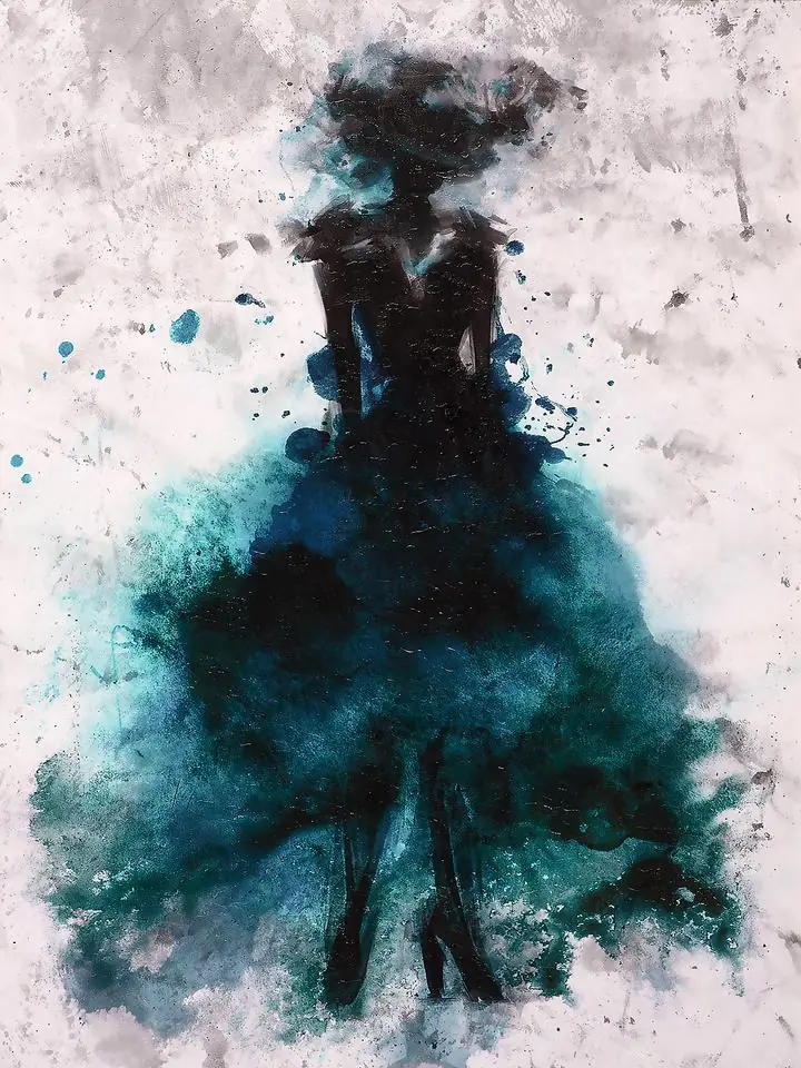 Blue Dress Silhouette, Wall Art, Decor Wall Art, Decor Wall Art E