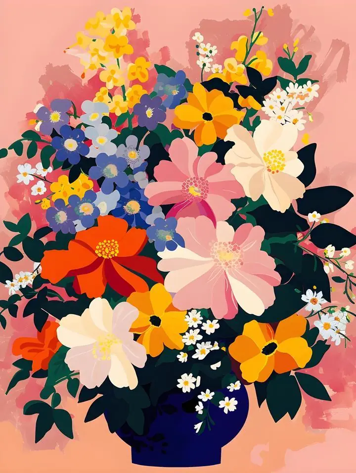 Blue Flower Vase, Aesthetic Art, Pop Art