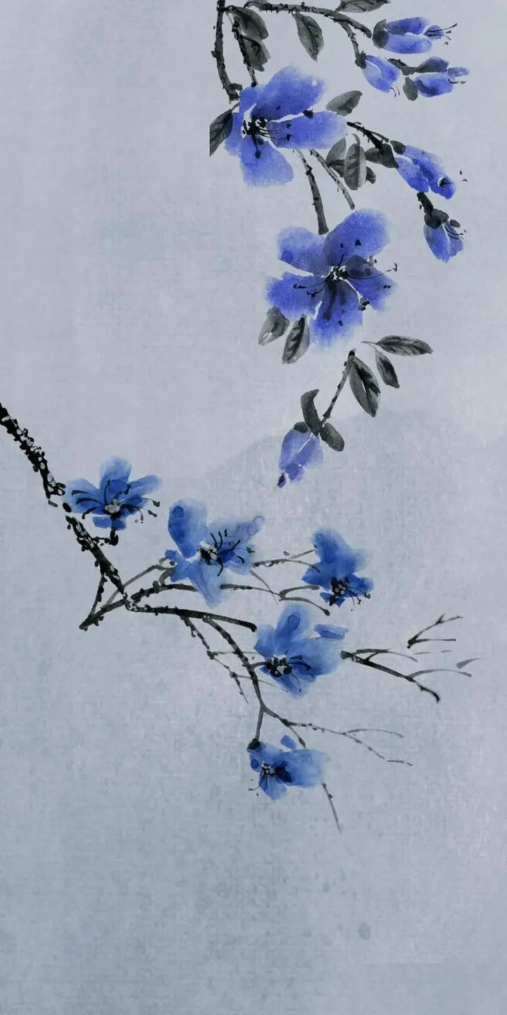 Blue Flowers Branch, Wall Art, Decor Wall Art, Decor Wall Art G