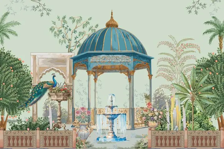 Blue Gazebo With Fountain