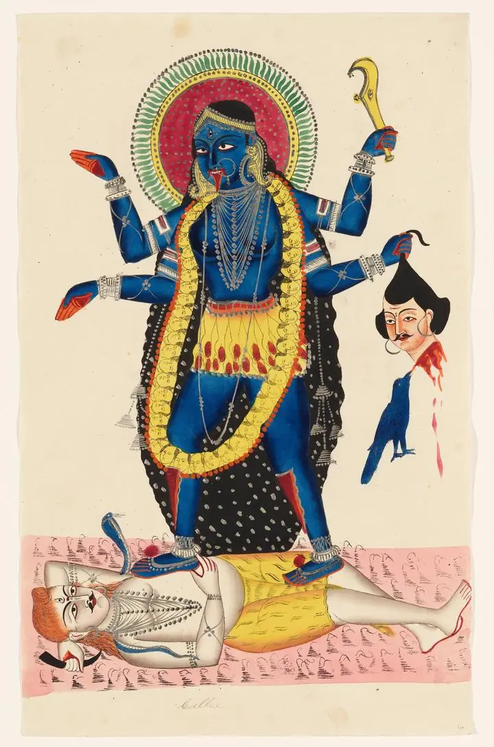Blue Goddess Kali Painting 2, Indian Art, Kalighat