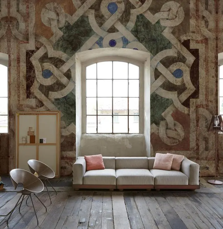 Blue Green Geometric Tile Design