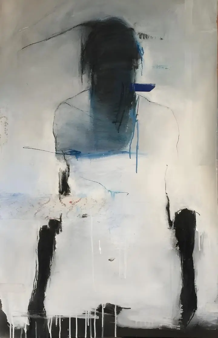 Blue Man Figure 2, Wall Art, Modern, Modern Monochrome