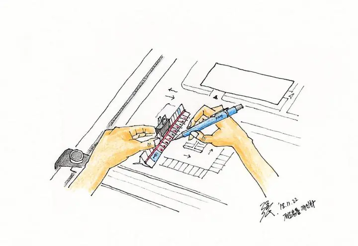 Blue Mechanical Pencil, Wall Art, Line Art