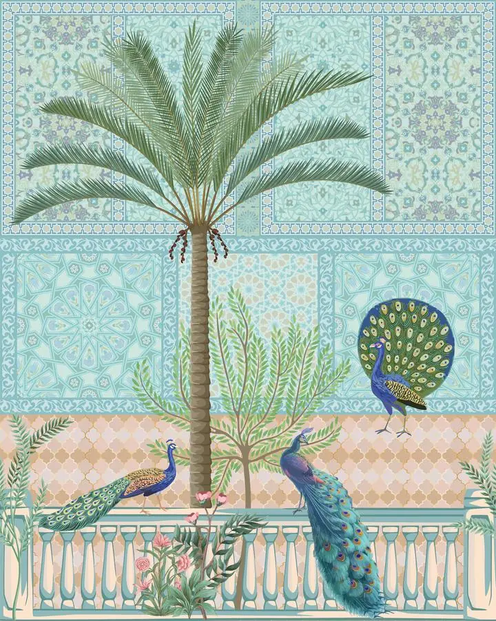 Blue Peacocks Palm Tree