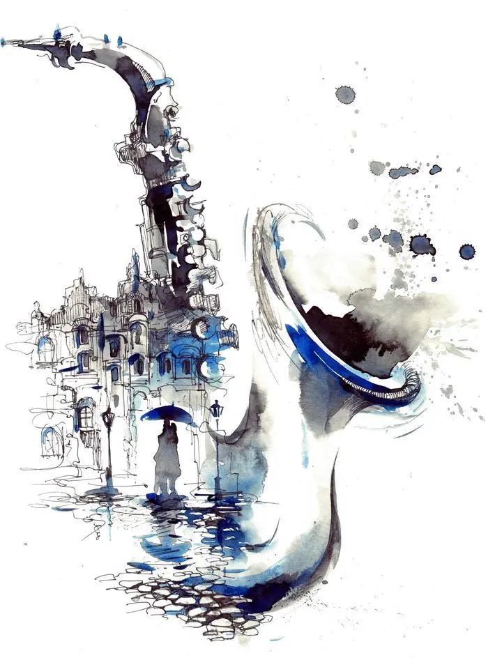 Blue Saxophone, Wall Art, Decor Wall Art, Decor Wall Art E