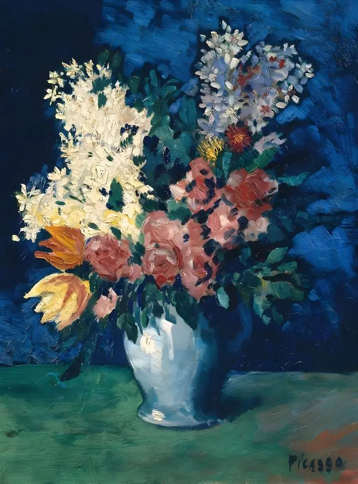 Blue Vase With Flowers