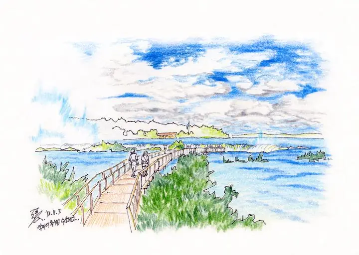 Blue Water Boardwalk, Wall Art, Line Art