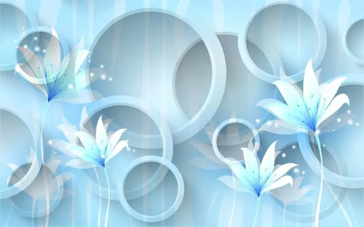 Blue White Lotus Flowers, Wallpaper, Old 3D