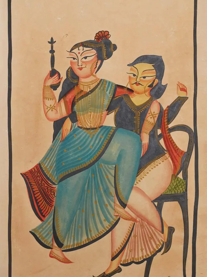 Blue Woman Holding Object