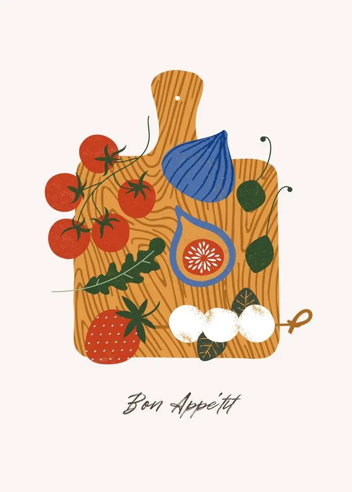 Bon Appetit Cutting Board Fruits Vegetables