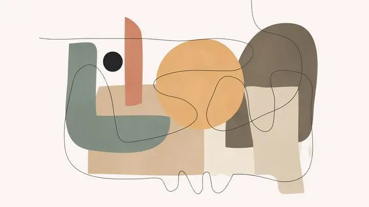 Brown Abstract Composition, Wall Art, Boho, Boho Art C