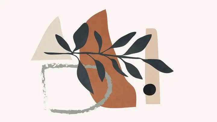Brown Abstract Plant Leaves, Wall Art, Boho, Boho Art C