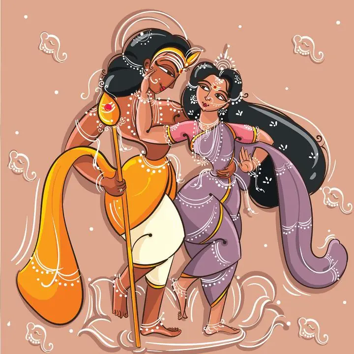 Brown And Purple Dancing Women