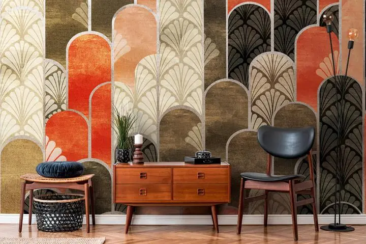 Brown Arches Pattern Wallpaper