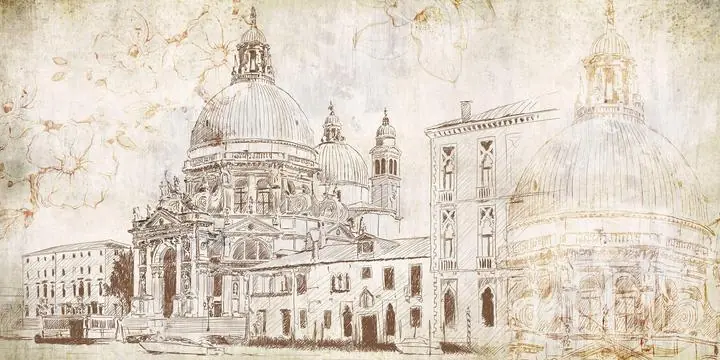Brown Architectural Sketch Cityscape Drawing, Wallpaper, World Landscape