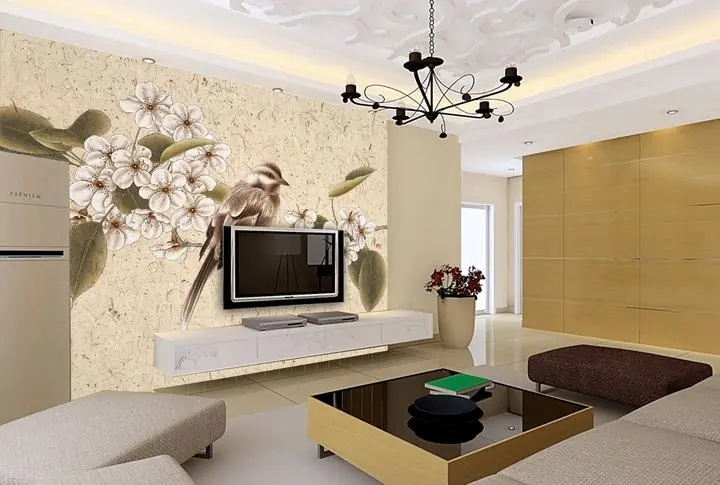 Brown Bird White Flowers