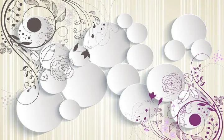 Brown Black Floral Design Purple Flower, Wallpaper, Old 3D