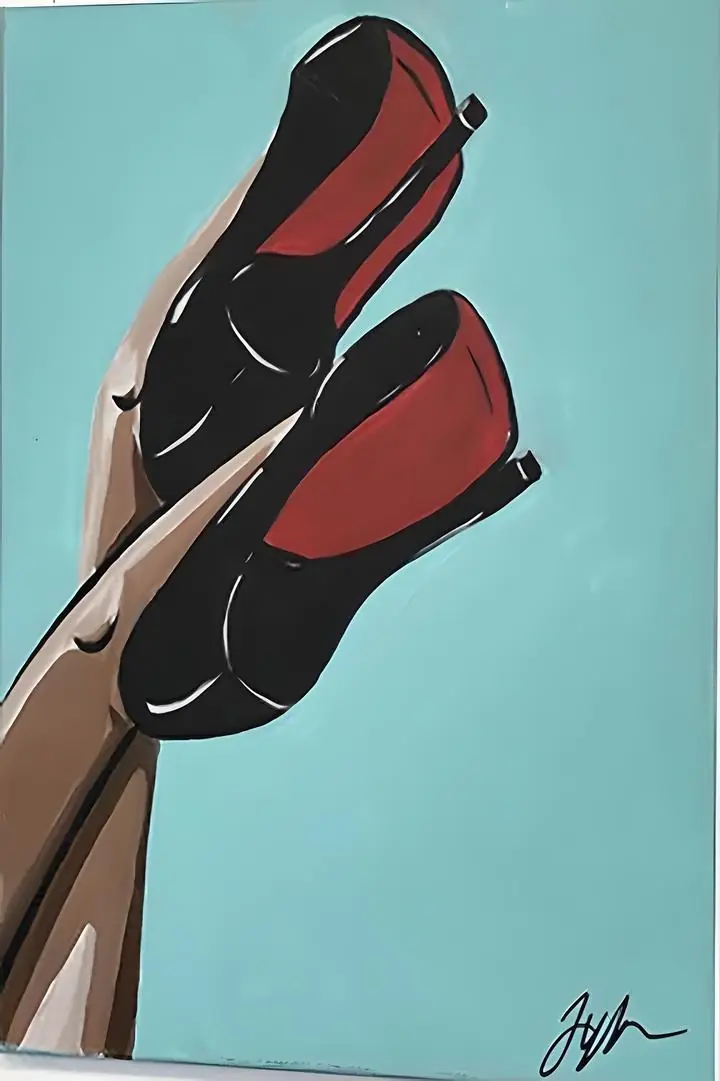 Brown Black Red Shoes, Aesthetic Art, Pop Art