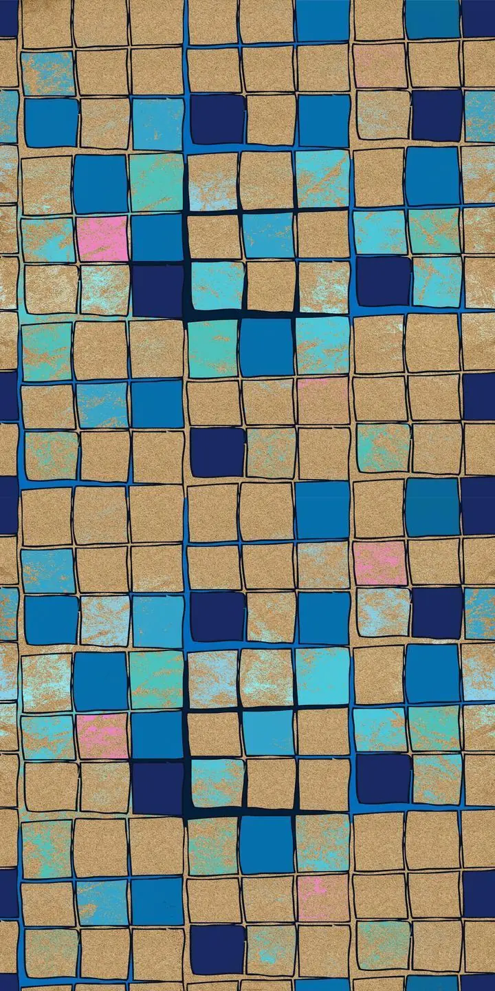 Brown Blue Squares Pattern, Wall Art, Decor Wall Art, Decor Wall Art G