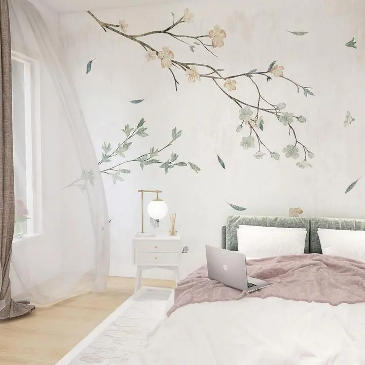 Brown Branches Green Leaves Pink Flowers