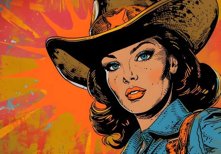 Brown Cowboy Hat Woman, Aesthetic Art, Pop Art
