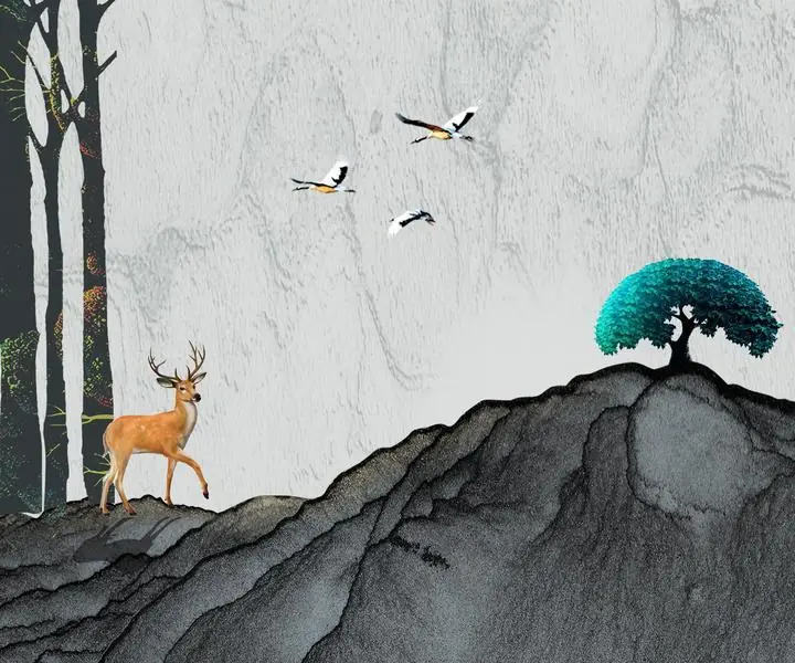 Brown Deer On Rock, Wall Art, Decor Wall Art, Decor Wall Art E