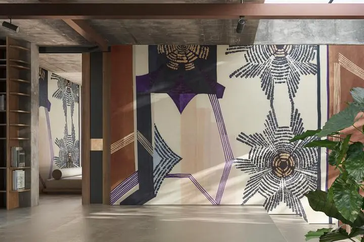 Brown Door Frame Black Line Purple