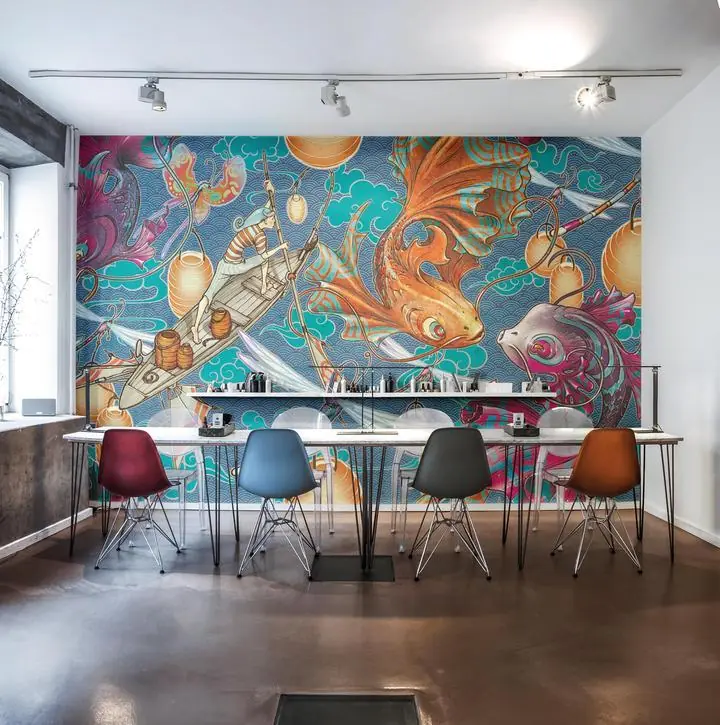 Brown Fish Red Green Background Lantern