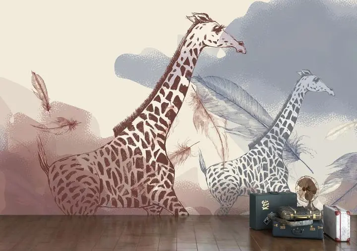 Brown Giraffe Gray White Feather