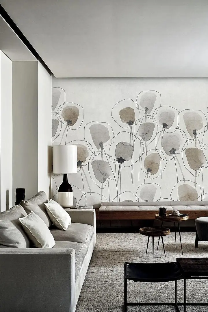 Brown Gray Flowers, Wallpaper, Water Color