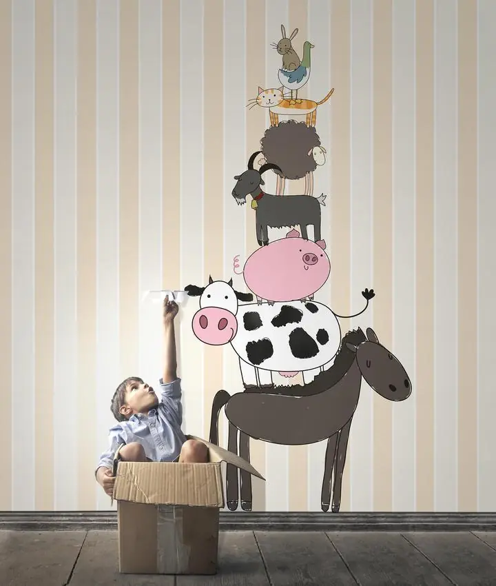 Brown Horse Black And White Cow