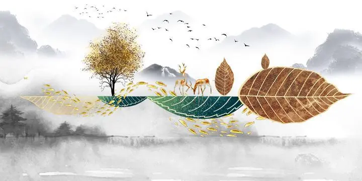 Brown Leaf 3, Wall Art, Old Gold, Gold Landscape