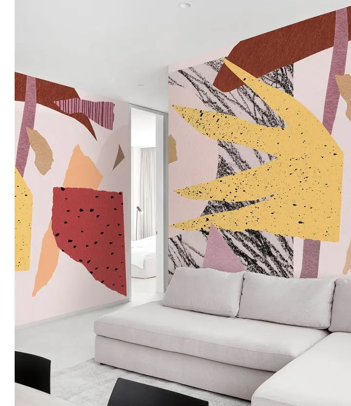 Brown Leaf Yellow Pink Background Red