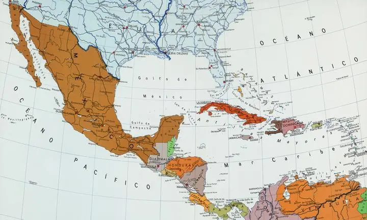 Brown Mexico Orange Map Blue Water, Wallpaper, World Landscape