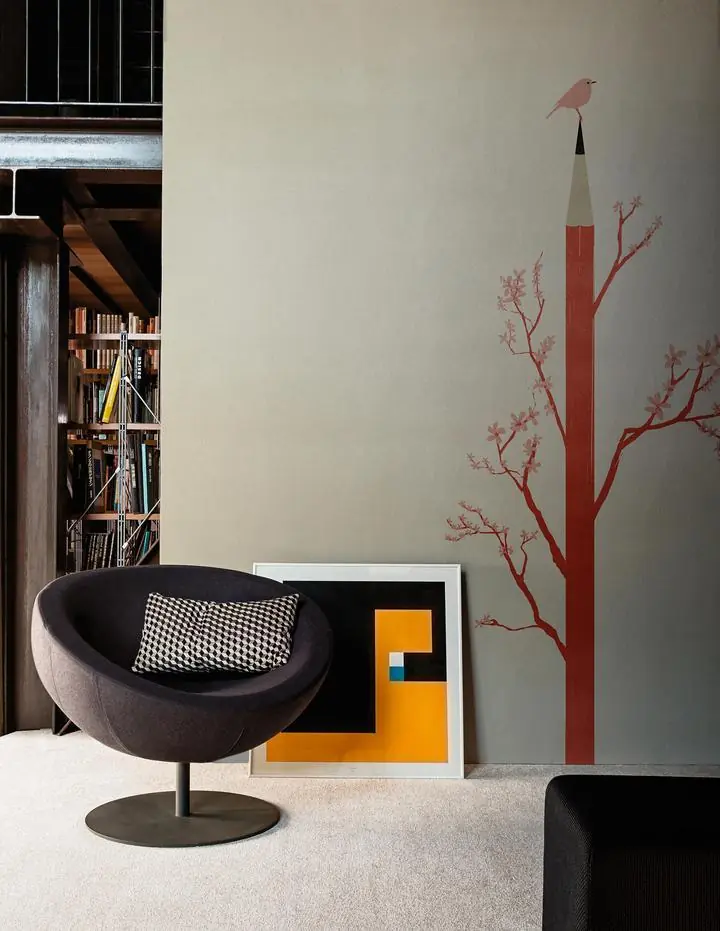 Brown Pencil White Bird Tree Flowers