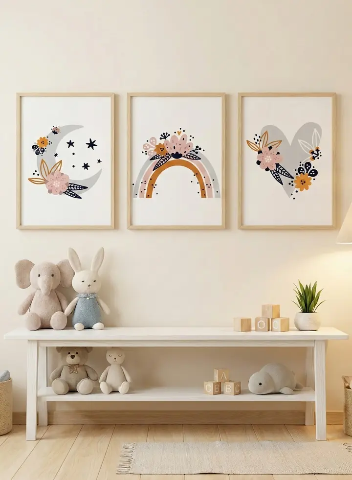 Brown Rainbow Gray Moon Heart