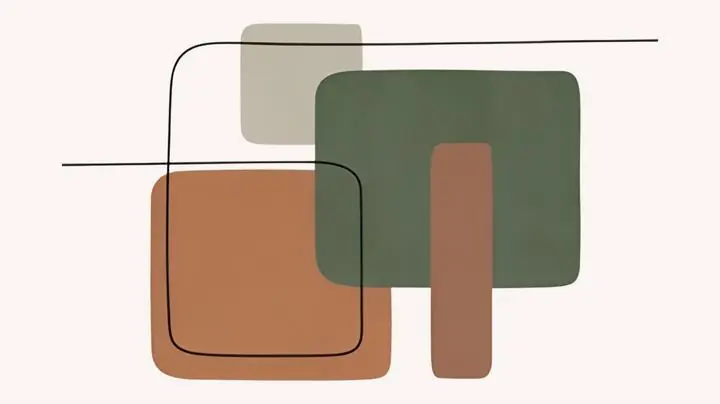 Brown Rectangle Green Beige, Wall Art, Boho, Boho Art C