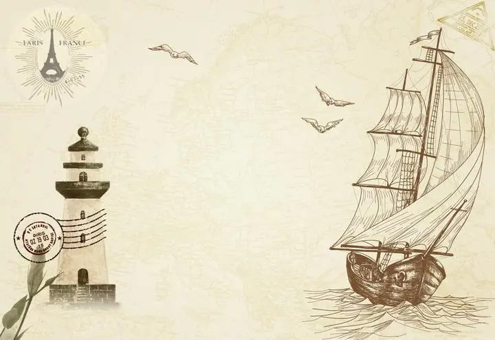 Brown Sailing Ship Gray Lighthouse Birds, Wallpaper, World Landscape