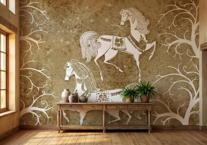 Brown Tree Silhouette White Horse Background, Wallpaper, Animal