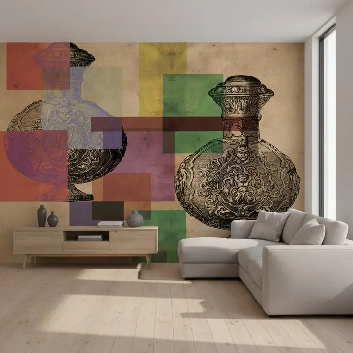 Brown Vase Black Green Square Purple, Wallpaper, Unique