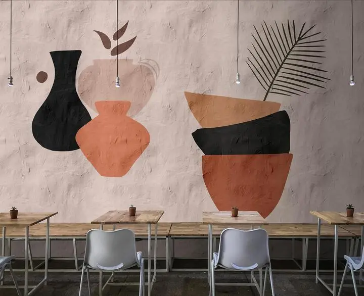 Brown Vase Black Pot Green Leaf