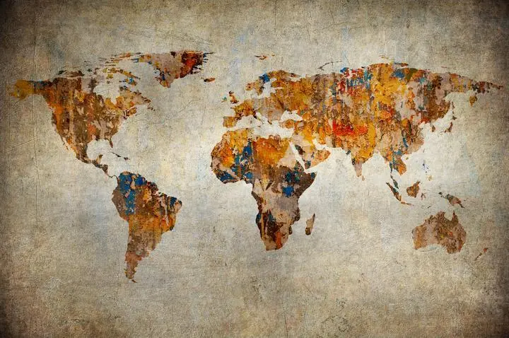 Brown World Map, Wallpaper, World Landscape